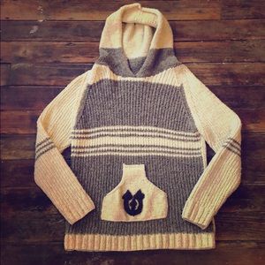 Hand Knitted Wool Men’s Sweater w/ Hood - Sz. L
